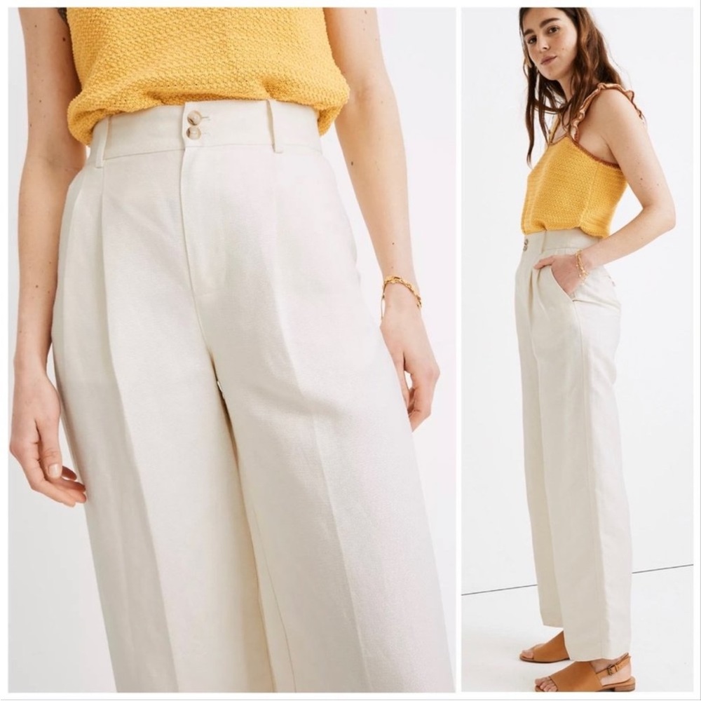 Madewell High Waist Pleated Wide Leg Pants size 6